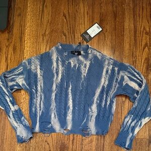 Flowers by Zoe Cozy Blue and White Sweater